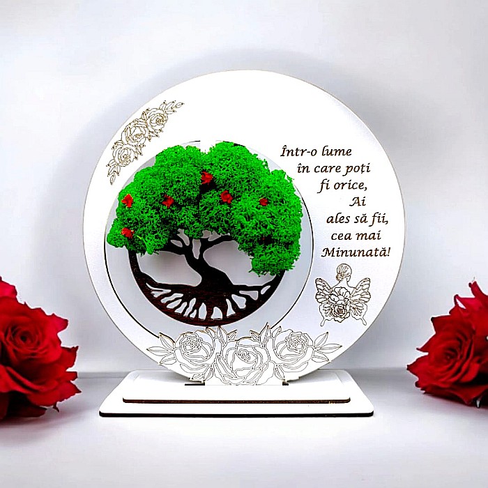 Tablou decorativ cu Copacul Vietii si mesaj standard, cadou personalizat pentru Sotie/Iubita/Prietena/Mama, culoare alb [1]