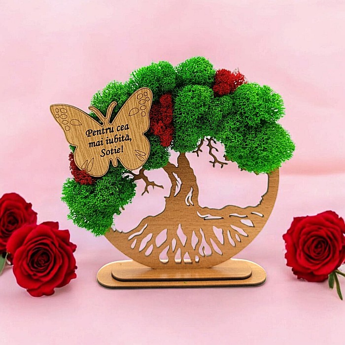 Cadou personalizat, Copacul vietii cu fluture si mesaj standard pentru "Cea mai iubita Sotie!", [1]