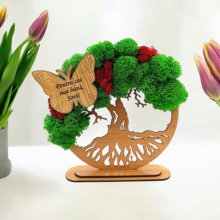 Cadou personalizat, Copacul vietii cu fluture si mesaj standard pentru Sora [1]