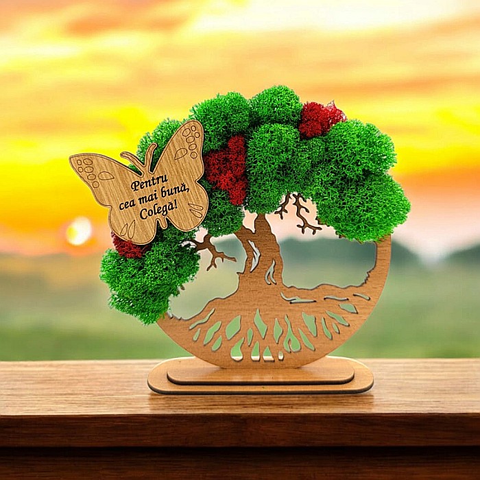 Cadou personalizat, Copacul vietii cu fluture si mesaj standard pentru Colega [1]