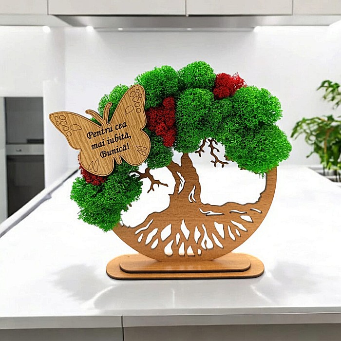 Cadou personalizat, Copacul vietii cu fluture si mesaj standard pentru Bunica [1]