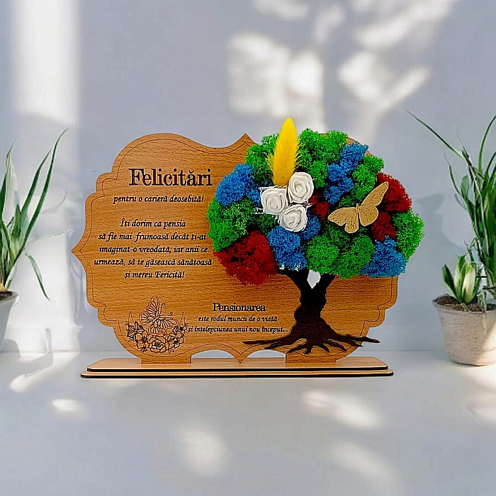 Cadou personalizat, tablou cu mesaj standard pentru Pensionari "Felicitari pentru o cariera deosebita!", 30x18cm [1]