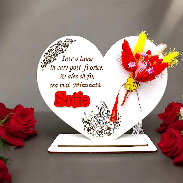 Cadou personalizat Inima, cadou personalizat cu mesaj standard pentru Sotie, dimensiune 15cm [1]