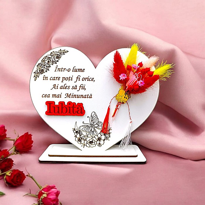 Cadou personalizat Inima cu mesaj standard pentru Iubita, dimensiune 15cm [1]