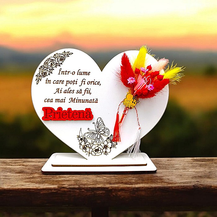Cadou personalizat Inima cu mesaj standard pentru Prietena, dimensiune 15cm [1]