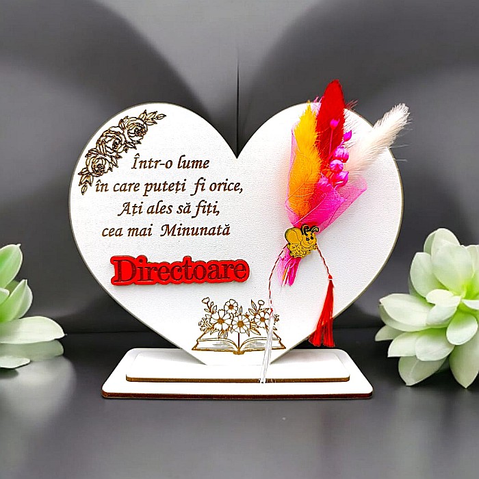 Cadou personalizat Inima cu mesaj standard pentru Directoare, dimensiune 15cm [1]