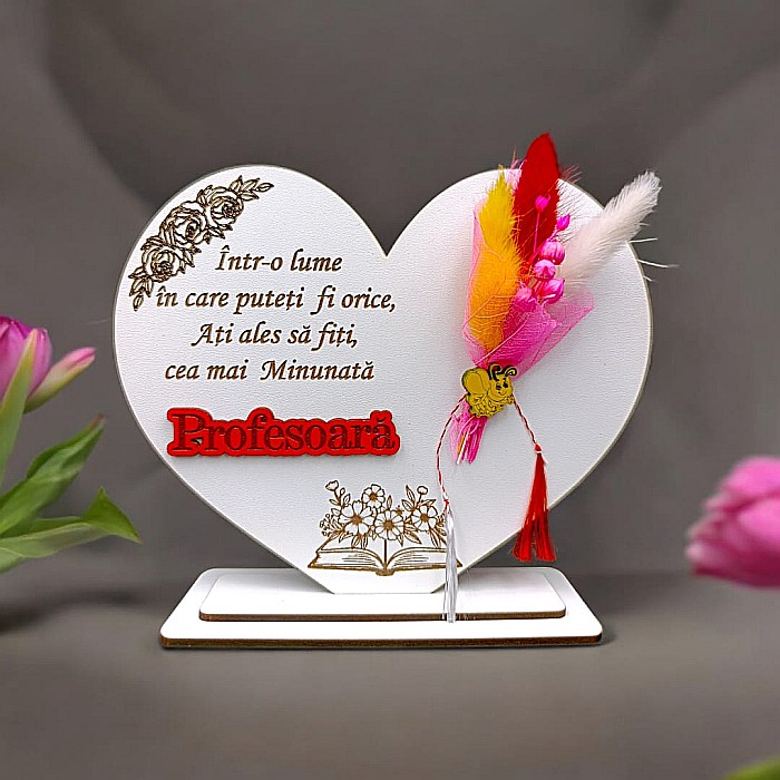 Cadou personalizat Inima cu mesaj standard pentru Profesoara, dimensiune 15cm [1]