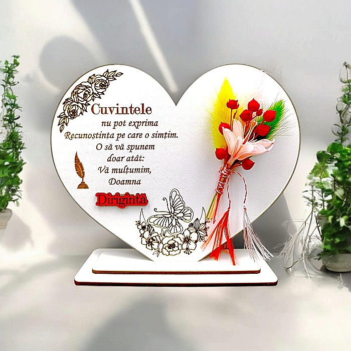 Cadou personalizat Inima cu mesaj standard pentru Diriginta, model 2, dimensiune 15cm [1]