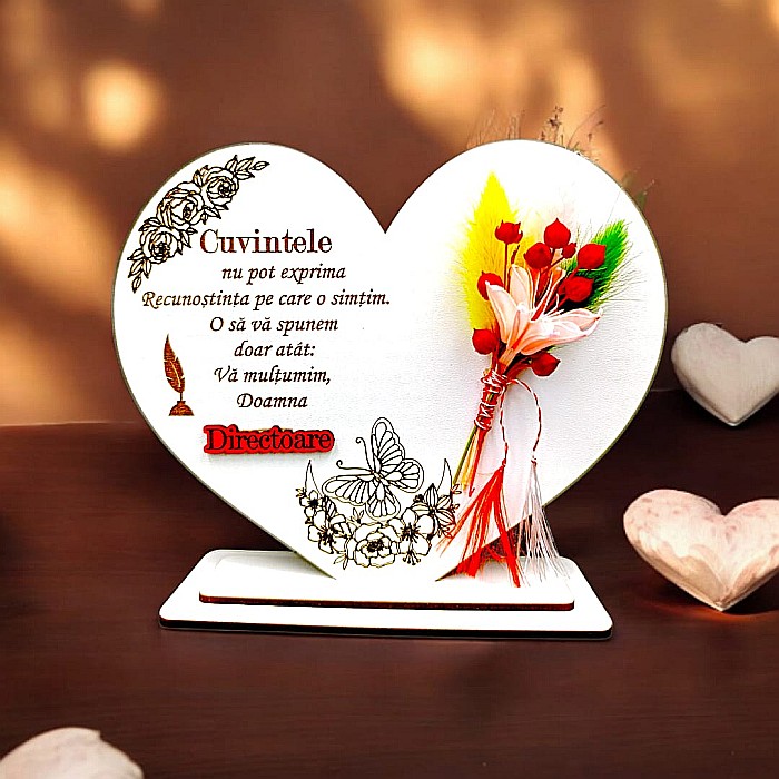 Cadou personalizat Inima cu mesaj standard pentru Directoare, model 2, dimensiune 15cm [1]