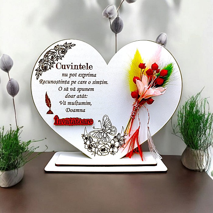 Cadou personalizat Inima cu mesaj standard pentru Invatatoare, model 2, dimensiune 15cm [1]