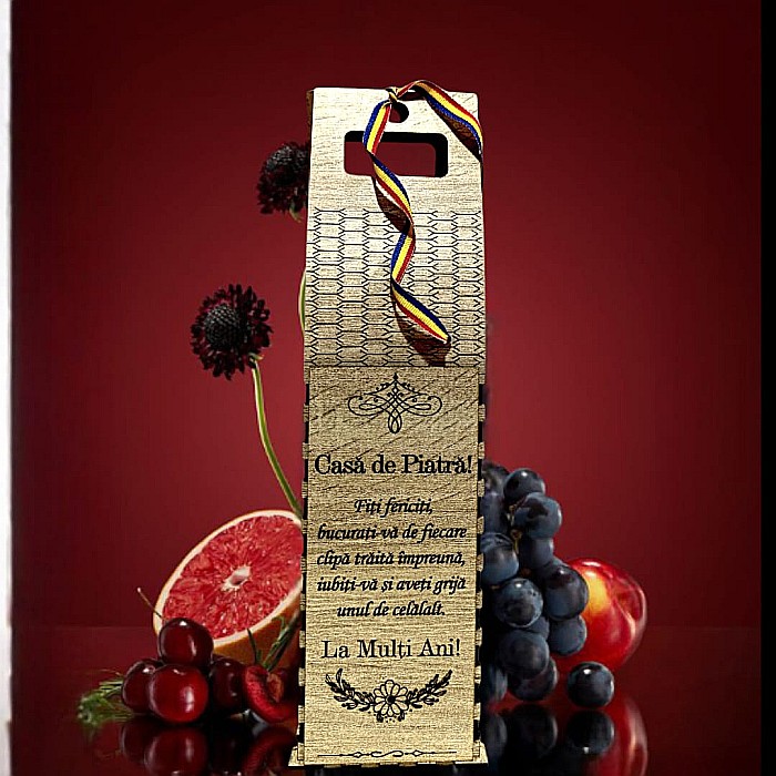 Cadou personalizat, Cutie din Lemn pentru Sticla de Vin - Cadou Elegant și Unic, personalizata pentru Nunta/Cununie, 37x10cm [1]