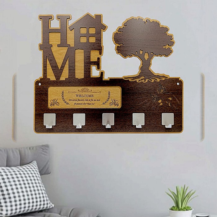 Cadou personalizat, blank cuier decorativ cu copac pentru perete cu mesaj standard "Da sansa fiecarei zile sa fie cea mai..." , 40x30cm [1]