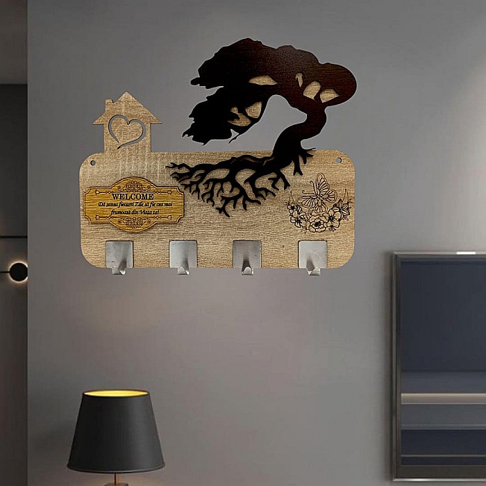 Cadou personalizat, blank cuier decorativ cu bonsai pentru perete cu mesaj standard "Da sansa fiecare zile sa fie cea mai..." [1]