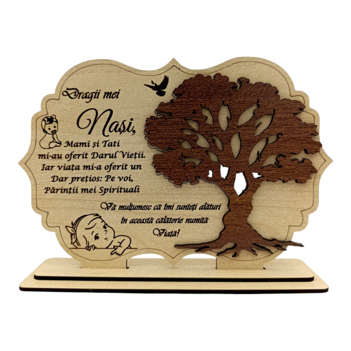 Tablou din Lemn Personalizat – Cadou Elegant pentru Nași, Nuntă, Botez sau Fini [1]