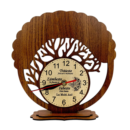 Cadouri Familie - Decoratiune Ceas din lemn personalizat pentru Familie "Traieste..."