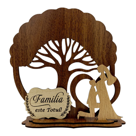 Cadouri Frate - Blank Copac cu siluete si mesaj  pentru Familie/Prieteni , cadou personalizat, nuc