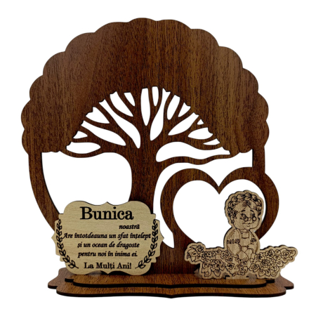 Cadouri Bunica - Blank Copac cu siluete, cadou personalizat pentru Bunica, model 2