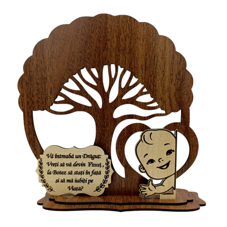 Cadouri Fin - Blank Copac cu siluete, cadou personalizat pentru Botez Fin
