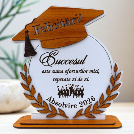 Noutăți - Cadou personalizat de absolvire pentru Absolventi "Succesul este suma...", alb