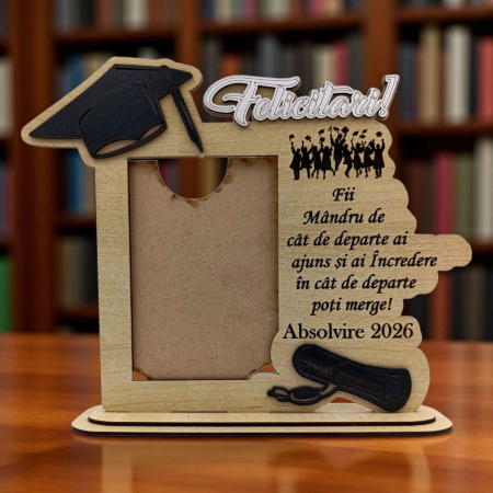 Noutăți - Cadou personalizat de absolvire, Rama foto pentru Absolventi "Fii mandru...", sonoma