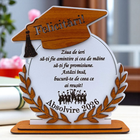 Noutăți - Cadou personalizat de absolvire pentru Absolventi "Ziua de ieri...", alb