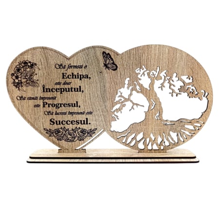 Cadouri Personalizabile - Cadou Personalizat din Lemn pentru Șef, Manager sau Angajat – Inimă si Copac, 30x16 cm