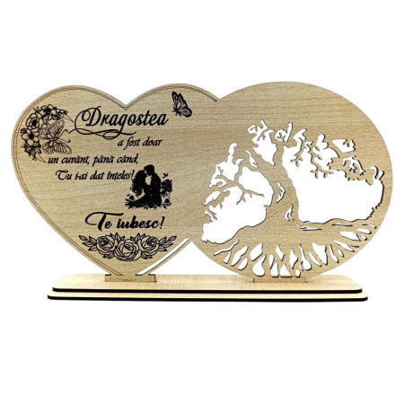 Cadouri Sotie - Cadou Personalizat din Lemn pentru Sotie/Iubita  – Inimă si Copac, 30x16 cm