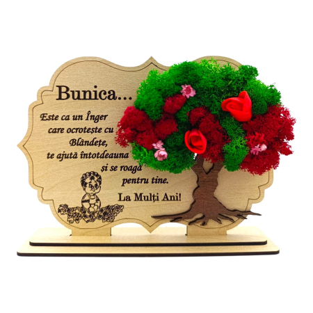 Cadouri Bunica - Decoratiune tablou cu licheni, cadou personalizat pentru Bunica
