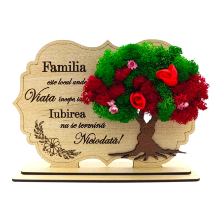 Cadouri Familie - Decoratiune tablou cu licheni, cadou personalizat pentru Familie