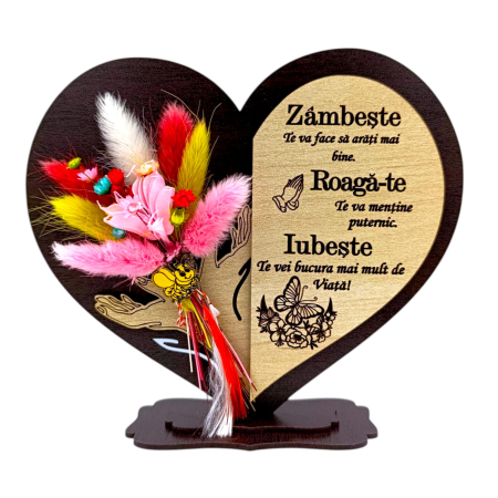 Cadouri Familie - Cadou personalizat inima cu paie pentru Familie "Zambeste..."