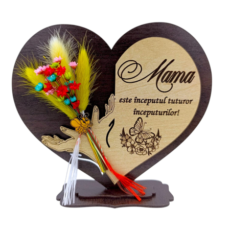 Cadouri Mama - Cadou personalizat inima cu paie pentru Mama, model 1