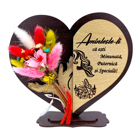 Cadouri Cumnata - Cadou personalizat inima cu paie pentru Ziua Femeii "Aminteste-ti..."