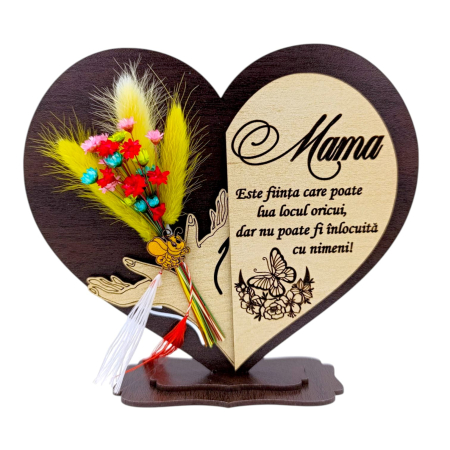Cadouri Mama - Cadou personalizat inima cu paie pentru Mama, model 2