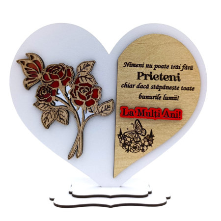 Cadouri Prieteni - Cadou pentru Prieteni - Inima cu trandafiri, alb