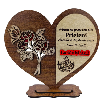 Cadouri Prieteni - Cadou pentru Prieteni - Inima cu trandafiri, nuc