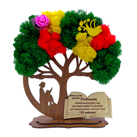 Cadouri Profesoara - Decoratiune Copac cu licheni personalizat pentru Profesoara, model 2