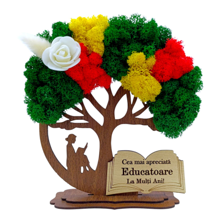 Cadouri Educatoare - Decoratiune Copac cu licheni personalizat pentru Educatoare