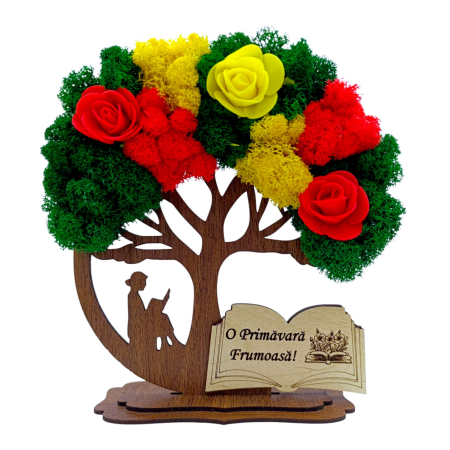 Cadouri Profesoara - Decoratiune Copac cu licheni personalizat pentru Profesoara "O Primavara Frumoasa!"