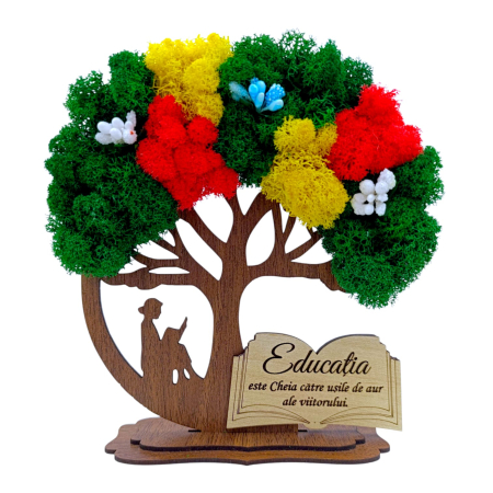 Cadouri Profesori - Decoratiune Copac cu licheni personalizat pentru Profesori "Educatia..."