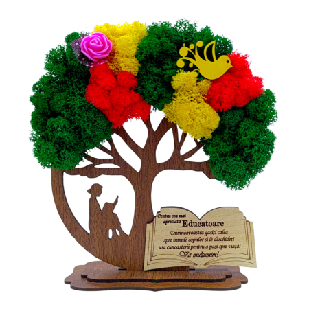 Cadouri Educatoare - Decoratiune Copac cu licheni personalizat pentru Educatoare, model 2