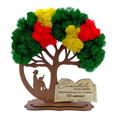Cadouri Personalizabile - Decoratiune Copac cu Licheni naturali si mesaj pentru Profesori – 20 cm, cadou personalizat