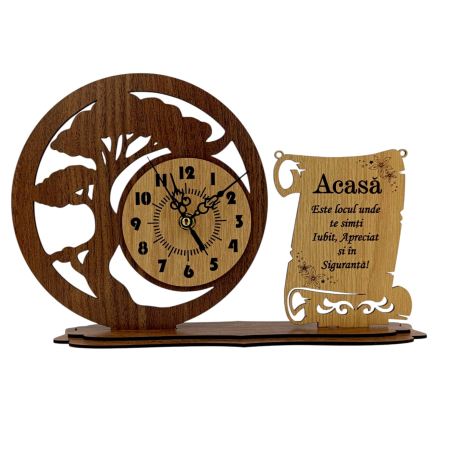 Ceasuri din Lemn - Ceas din Lemn Personalizat – Cadou pentru Familie "Acasa este locul..."