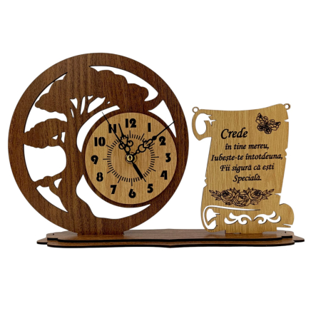 Cadouri Sotie - Ceas din Lemn Personalizat – Cadou pentru Sotie "Crede in tine..."