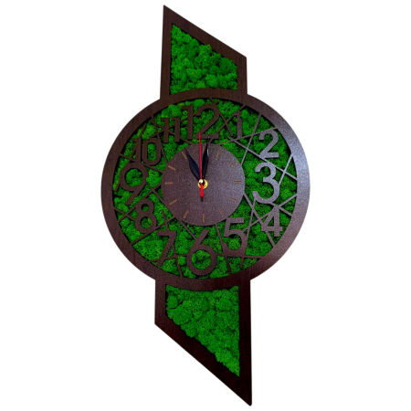 Ceasuri de Perete - Ceas de perete cu licheni, cadou personalizat pentru Familie, wenge