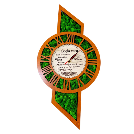 Ceasuri de Perete - Ceas de perete cu licheni, cadou personalizat cu mesaj pentru Sotie, cires
