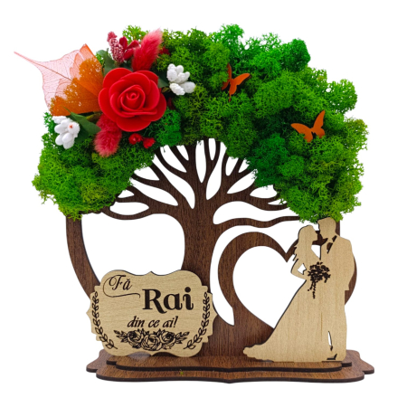 Cadouri Personalizabile - Copac decorativ cu licheni, cadou personalizat pentru Familie "Fa Rai..."