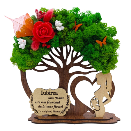 Cadouri Mama - Copac decorativ cu licheni, cadou personalizat pentru Mama "Iubirea unei..."