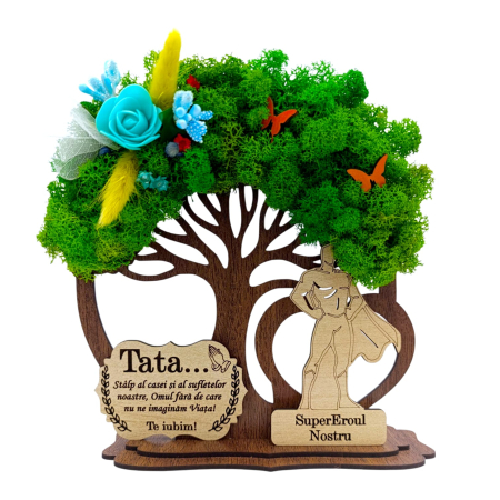 Cadouri Tata - Copac decorativ cu licheni, cadou personalizat pentru Tata, model 1
