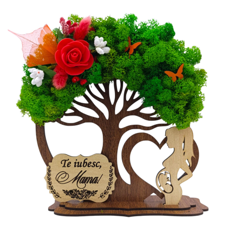 Cadouri Mama - Copac decorativ cu licheni, cadou personalizat pentru Mama "Te iubesc.."