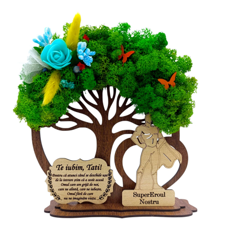 Cadouri Tata - Copac decorativ cu licheni, cadou personalizat pentru Tata, model 2